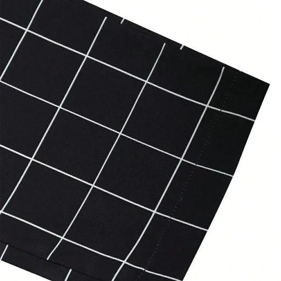 Black Preppy Mens Plaid Print Slant Pocket Suit Pants - Picture 3 of 4